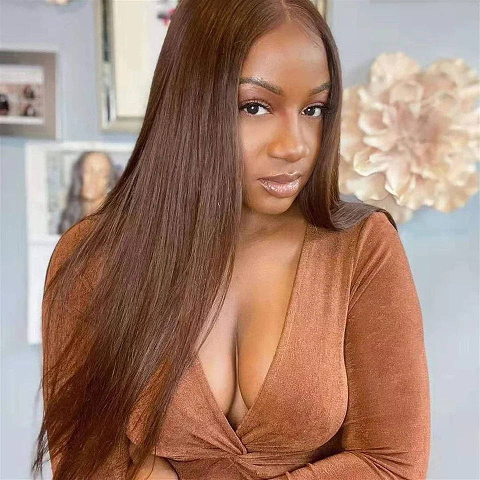 Straight Lace Frontal Wigs Human Hair Wigs for Women Brazilian 13x4 Lace Front Human Hair Wig Brown Perruque Cheveux Humains