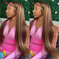 200 Density 427 Highlight Ombre Bone Straight Honey Blonde Colored Wigs 13x4 Transparent Lace Front Human Hair Wigs 36 Inches