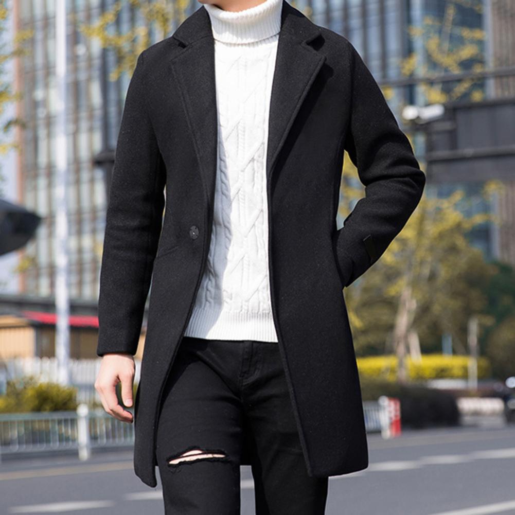 Men Trench Coat Single Button Korean Style Autumn Winter Thick Slim Windbreaker Coat Veste Homme Manteau Homme Hiver Jackets 코트