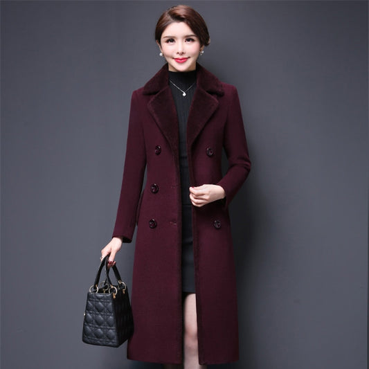 2022 New Women Coat Winter Long Overcoat Woolen Coat Loose Double-breasted Thick Female Outwear Manteau Femme Hiver Elegant