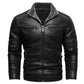 Winter Fleece Men's Leather Jacket Warm Vintage Solid Thicken Motorcycles Coat Autumn Male Windproof Jackets Outerwear