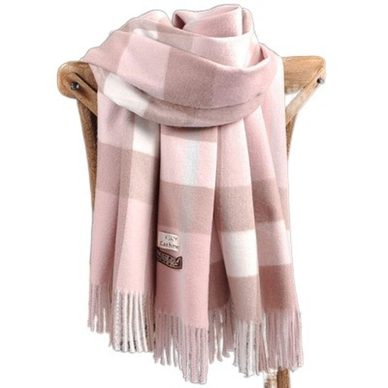 2023 Pamwallymensa Women's Scarf Winter Luxury Brand Tippet Scarves for Ladies  Plaid Shawls Warm British Style Thicken Man