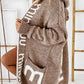 Women's Knitted Cardigan Sweater Letter Jacquard Winter Loose Hooded Sweater Jacket Manteau Femme Hiver Oversized  Warm Coat