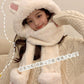 Rabbit Ear Hat, Scarf, Glove, One Piece Women's Winter Three Piece Set, Korean Version Cute Plush Warm Ear Protection Neck