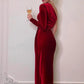 Women Elegant Long Sleeve Party Evening Velvet Bodycon Split Pencil Midi Dress 2023 Spring Autumn Clothes