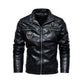 2023 Leather Jacket Men Winter Fleece Motorcycle Faux Leather Jacket Removable Fur Collar Windbreaker Ropa De Hombre Slim Coat