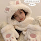 Rabbit Ear Hat, Scarf, Glove, One Piece Women's Winter Three Piece Set, Korean Version Cute Plush Warm Ear Protection Neck