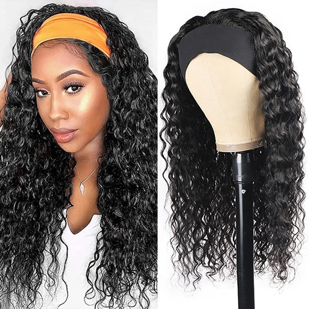 Women's Headband Wig Human Hair Water Wave Glueless Brazilian Wigs For Black Women Remy Full Machine Made Fast Delivery