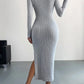 Elegant Party Dresses For Women 2023 Dress Autumn Winter Stretchy Long Sleeved Slim Vintage Basic Knit Dress Robe Y2k Vestido