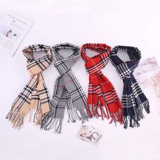 Fashion Winter Scarf Women Warm Plaid Scarf Men Cashmere Scarves pashmina Tippet Long Shawl Wrap Blanket Drop Shipping