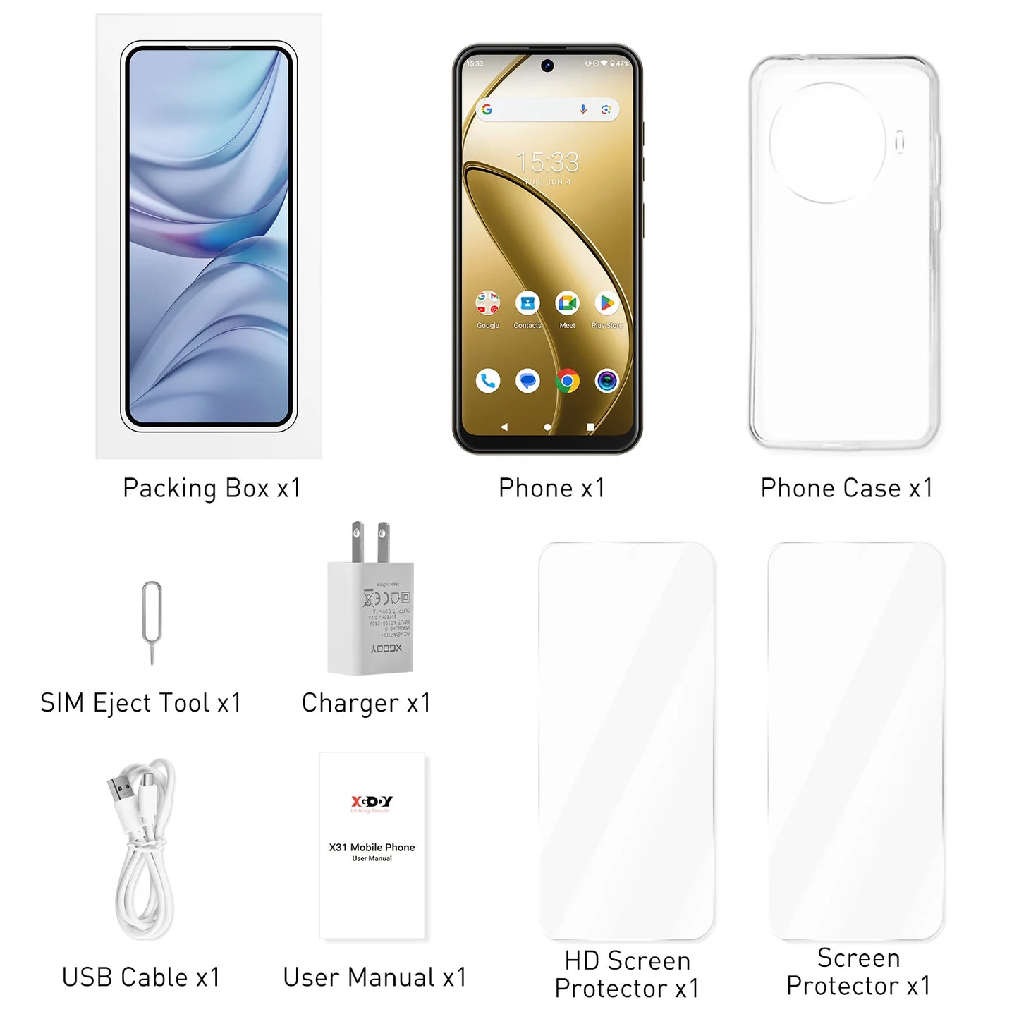 XGODY-Smartphone Android X31, Téléphone portable, 6.5 pouces, 3 Go de RAM,64 Go de ROM, Dean, 8 + 13MP,4250mAh, 4G Touriste Epii, Google Play PR4, Nouveau