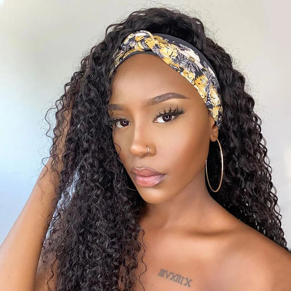 Women's Headband Wig Human Hair Water Wave Glueless Brazilian Wigs For Black Women Remy Full Machine Made Fast Delivery