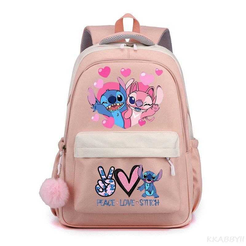 Lilo And Stitch Backpack Sweet Soft Large Capacity Student Schoolbag College Students Patchwork Laptop Simple Mochilas