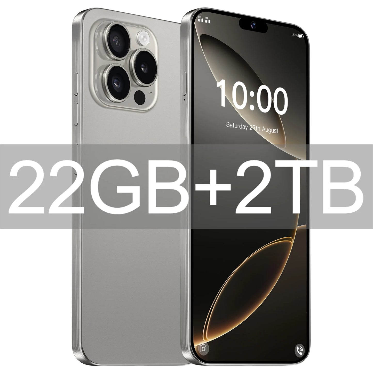 2025 Smartphone 22GB + 2TB pour 7.3 pouces I16 Pro Max plein écran 4G 5G téléphone portable 8000mAh téléphones mobiles Version mondiale