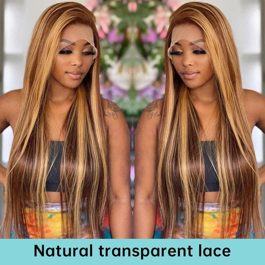 32 36 Inch 4/27 Highlight Wig Human Hair 13x6 HD Lace Frontal Wig Human Hair Ombre Honey Blonde Straight Wigs For Women