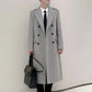 Classic herringbone pattern ultra long wool coat for men with double breasted British fashion thickened down jacket for men