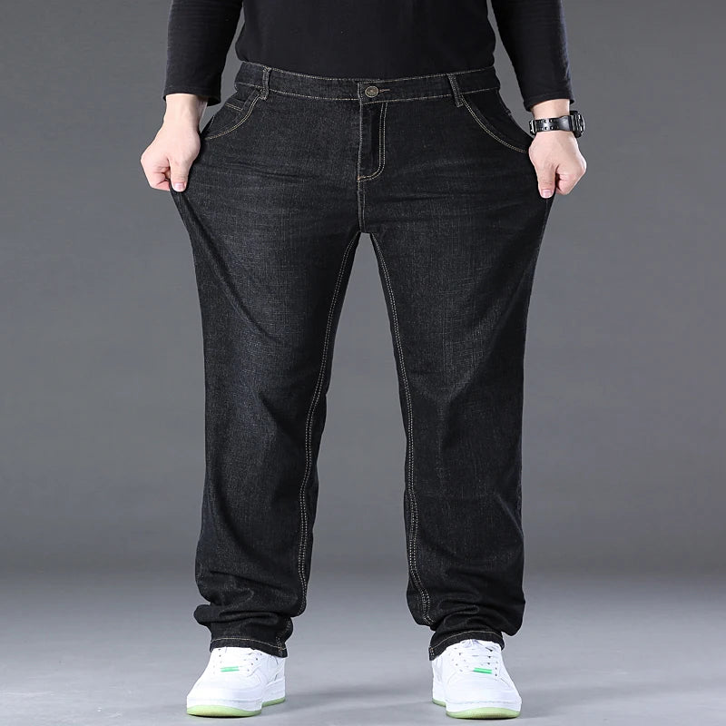 Men's Black Jeans Pants Big Size 48 50 Large Size Pants for 45-150kg Jeans Hombre Wide Leg Jeans Pantalon Homme Baggy Jeans