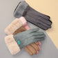 Women Winter Gloves Warm Touch Screen Black Fur Gloves Full Finger Mittens Driving Windproof Gloves Gants  Femmale Guantes