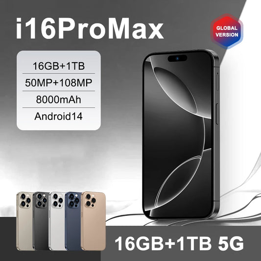 2025 Smartphone 22GB + 2TB pour 7.3 pouces I16 Pro Max plein écran 4G 5G téléphone portable 8000mAh téléphones mobiles Version mondiale