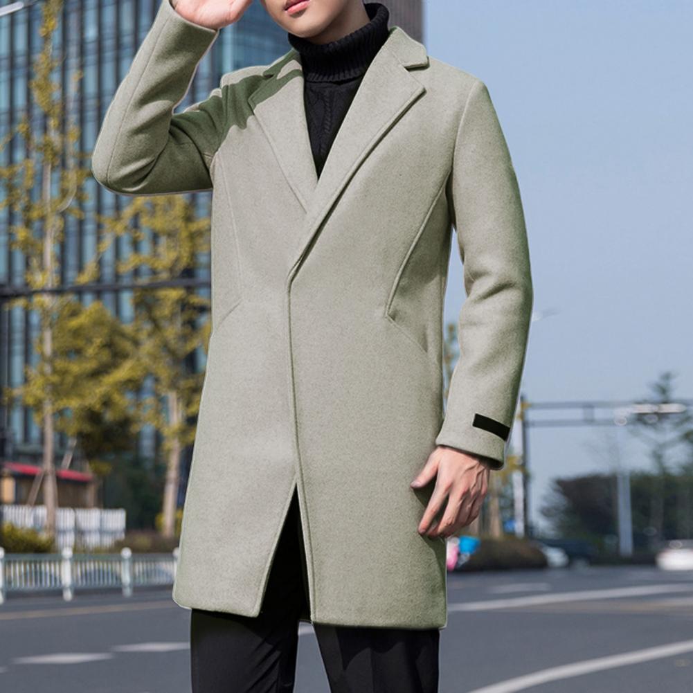 Men Trench Coat Single Button Korean Style Autumn Winter Thick Slim Windbreaker Coat Veste Homme Manteau Homme Hiver Jackets 코트