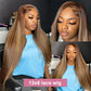 200 Density 427 Highlight Ombre Bone Straight Honey Blonde Colored Wigs 13x4 Transparent Lace Front Human Hair Wigs 36 Inches