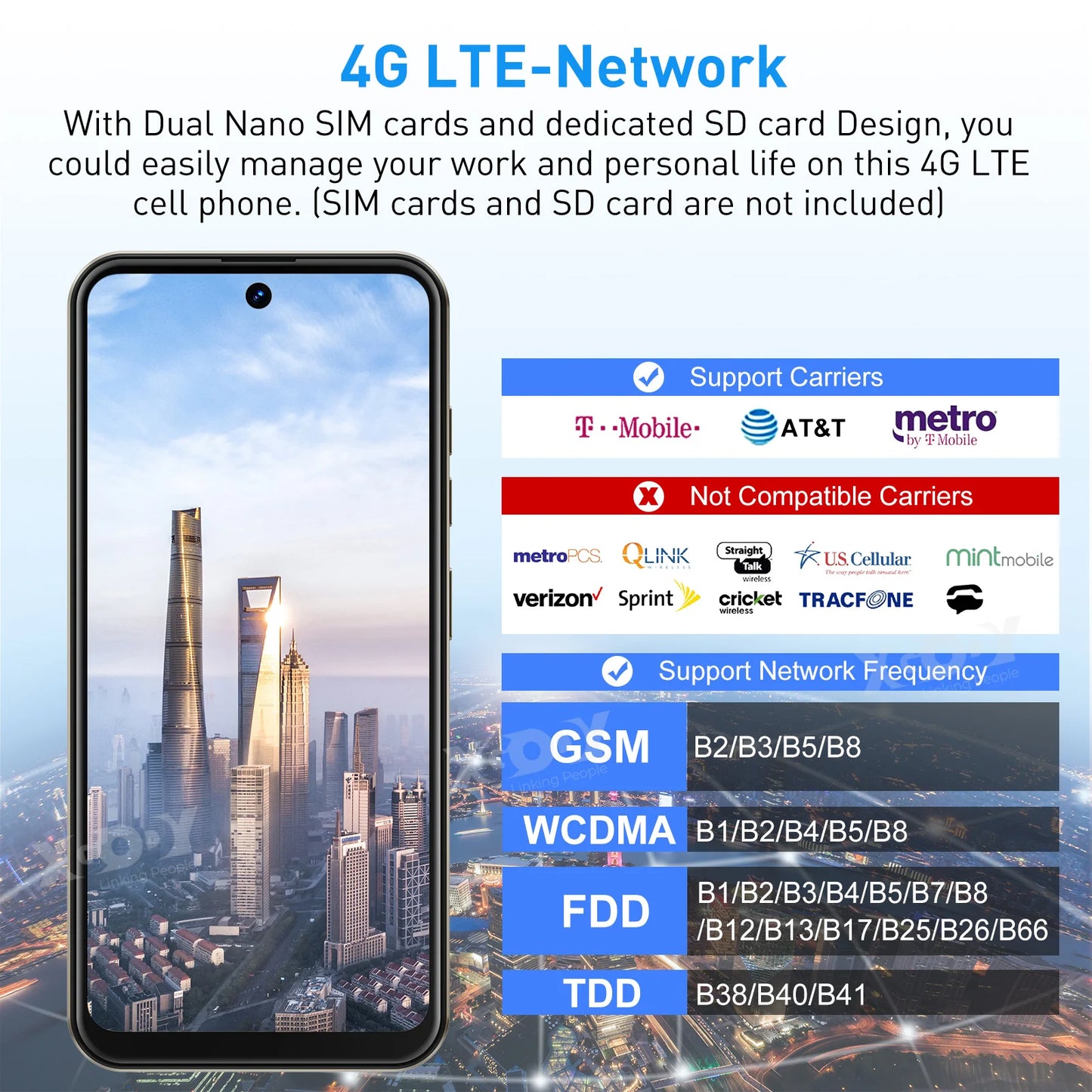 XGODY Smartphone 4G avec écran HD de 6,5 pouces, ROM 3 + 64 Go, 4250 mAh, 13 MP, téléphones mobiles Quad Core double SIM, visage débloqué