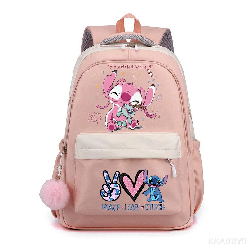 Lilo And Stitch Backpack Sweet Soft Large Capacity Student Schoolbag College Students Patchwork Laptop Simple Mochilas