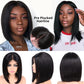 Perruque Brésilienne Courte avec Closure 4x4 pour Femme, Cheveux Lisses, Style Bob, Birman, Densité 150%, Confortable, avec Nministériels ds Achetés