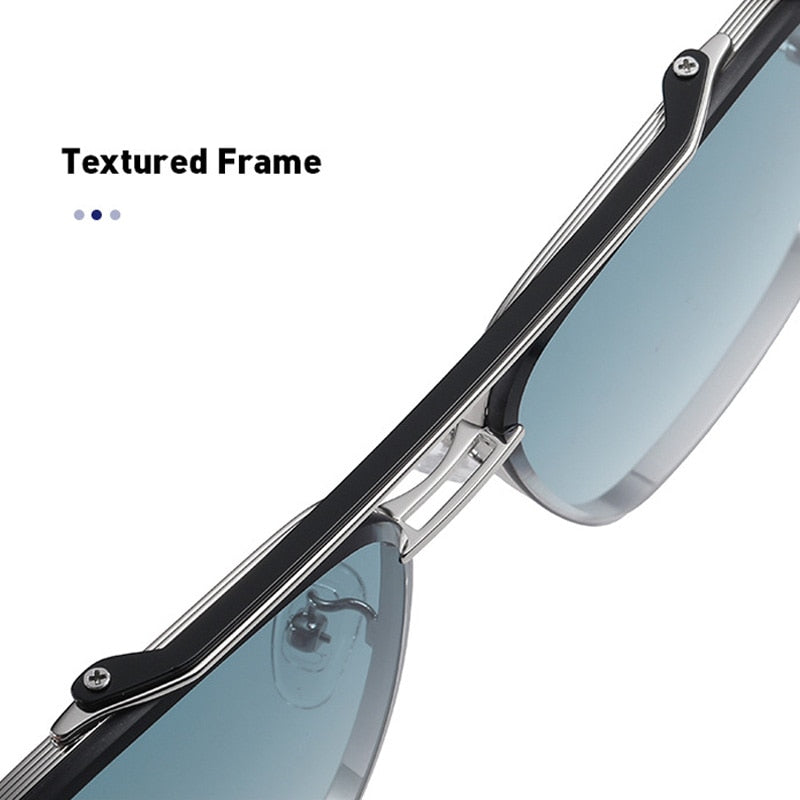 New Gradient Sunglasses for Men Fashion Metal Big Frame Sun Glasses Brand Design Luxury Lunette De Soleil Homme UV400