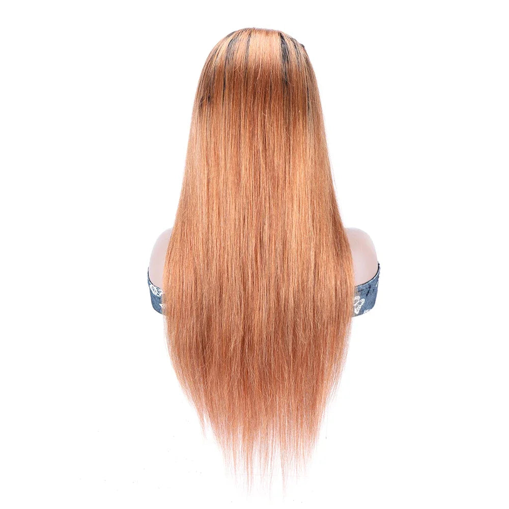 Women's Headband Wig Human Hair Brown Brazilian Remy Straight Wigs Glueless Full Machine Made Headband Human Hair Wigs for Women