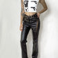 Japonais Punk foncé classique polyvalent bretelles en cuir sangles droites mince et mince pantalon en cuir décontracté pour les femmes