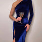 Women Elegant Long Sleeve Party Evening Velvet Bodycon Split Pencil Midi Dress 2023 Spring Autumn Clothes