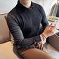 Fashion Spliced Design Fake-2Pieces Sweaters For Men Clothing Business Casual Slim Fit Pull Homme Formal Wear Pullovers Black