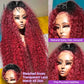 13x4 1B 99J 1B Burgundy Deep Curly Lace Front Wig Human Hair Ombre 1B Burgundy Wig for Women Pre Plucked 200% Density for Women