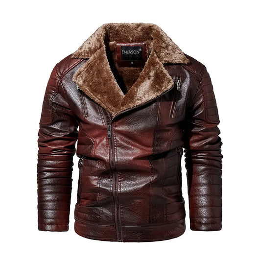 GLACIERBREAKER Leather Jacket Men Winter Fleece Motorcycle Pu Leahter Jacket Male Stand Collar Casual Windbreaker Slim Coat 6Xl