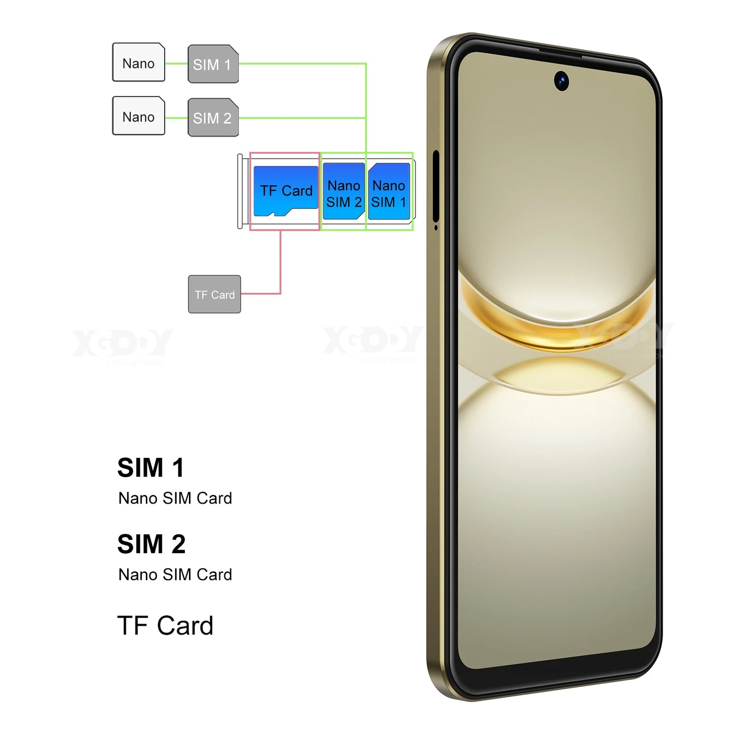 XGODY-Smartphone Android X31, Téléphone portable, 6.5 pouces, 3 Go de RAM,64 Go de ROM, Dean, 8 + 13MP,4250mAh, 4G Touriste Epii, Google Play PR4, Nouveau