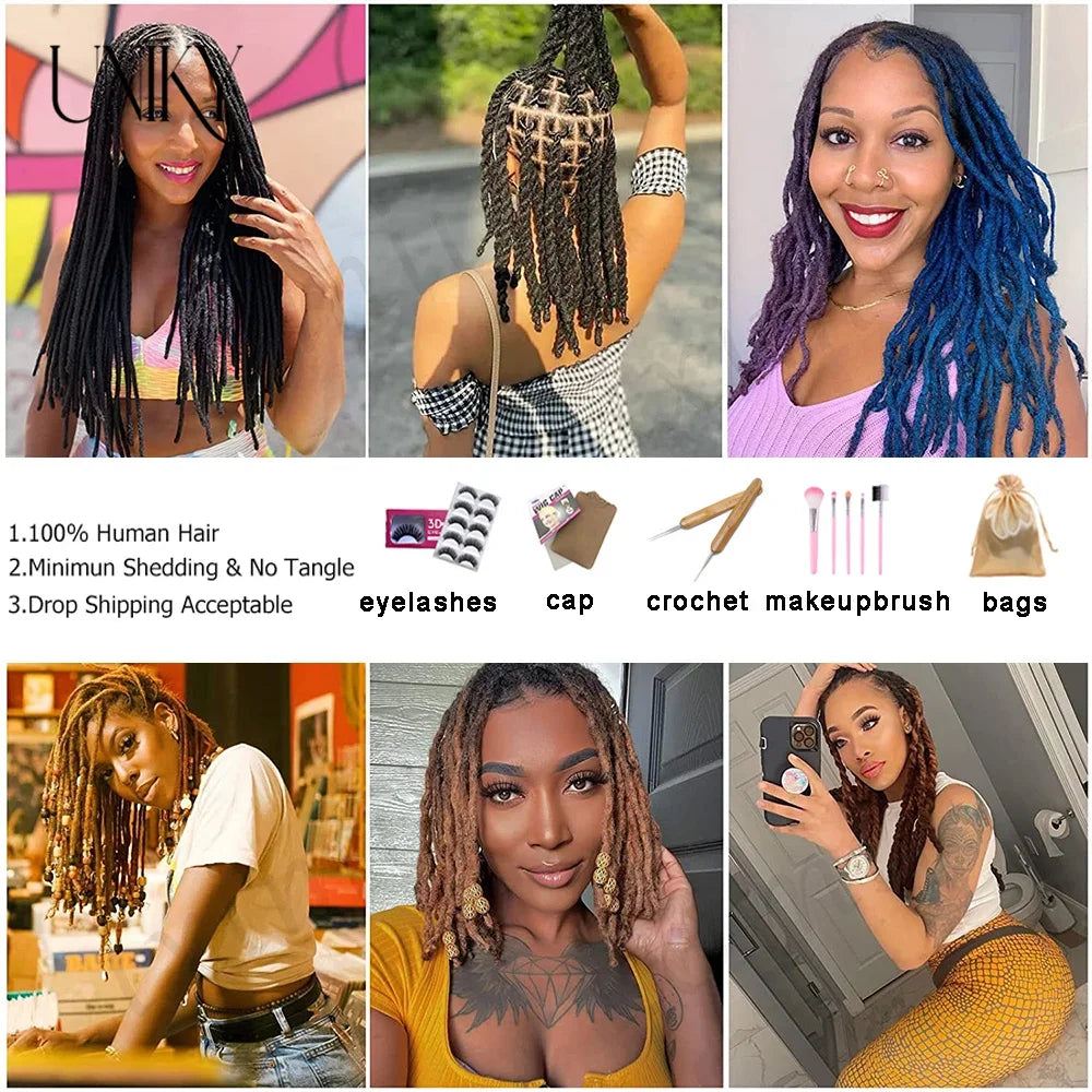 Human Hair Microlocks Sisterlocks Dreadlocks Extensions Crochet Braids Peruvian Hair 60 Strands Human Hair Faux Locks Crochet