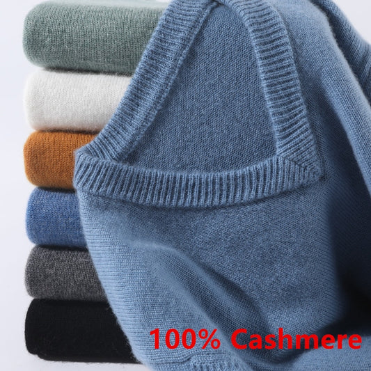 Super 100% Cashmere Sweater 2021 Men Pullover Autumn Winter Warm Classic V-neck Sweaters Male Jumper Jersey Hombre Pull Homme