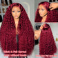 Deep Wave 99J Burgundy Lace Front Wigs Human Hair 13x6 Lace Frontal Wig 13x4 Transparent Brazilian Colored Water Wave Hair Wigs