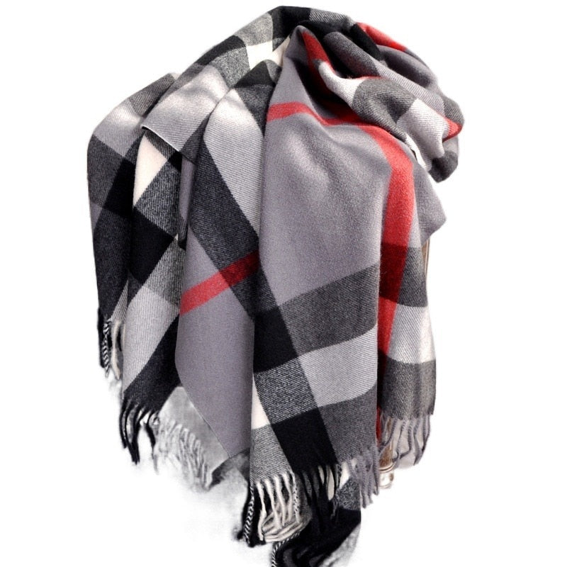 2023 Pamwallymensa Women's Scarf Winter Luxury Brand Tippet Scarves for Ladies  Plaid Shawls Warm British Style Thicken Man