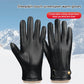 Winter Sheepskin Warm Outdoor Sports Driving Leather Gloves Premium Sense Men Plus Fleece Windproof Comfort Soft