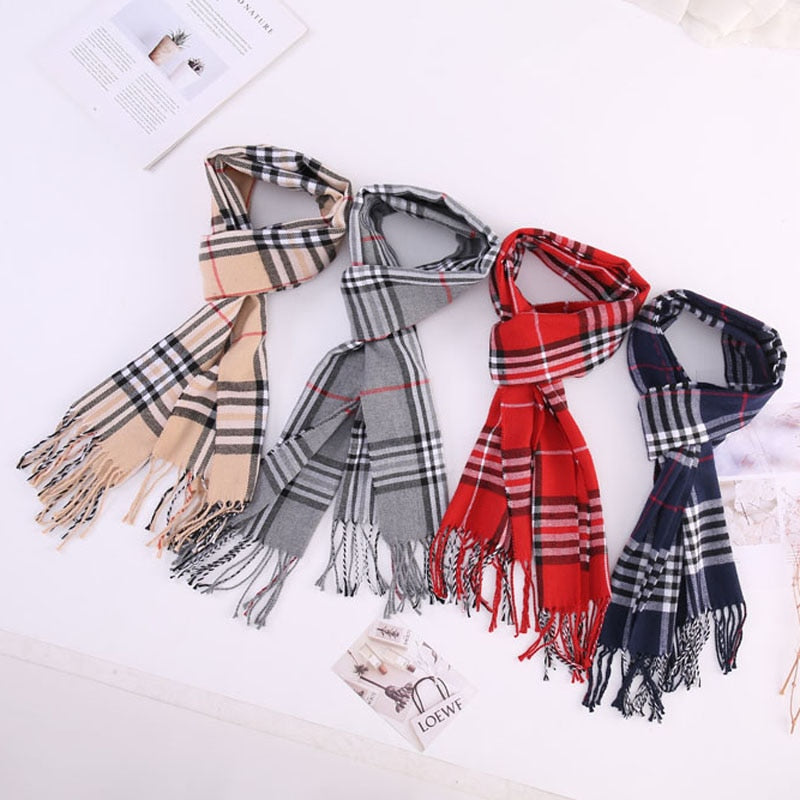 Fashion Winter Scarf Women Warm Plaid Scarf Men Cashmere Scarves pashmina Tippet Long Shawl Wrap Blanket Drop Shipping