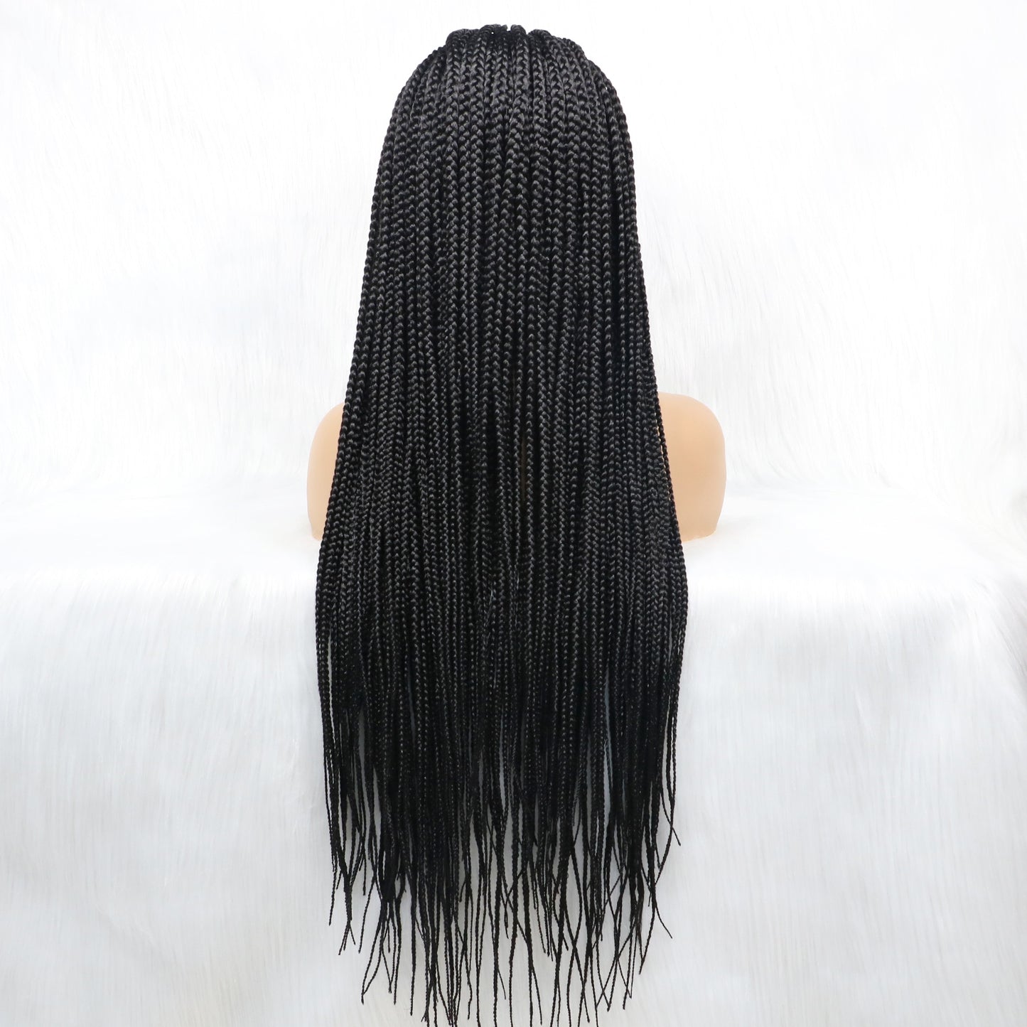 African American Synthetic Braid Wigs With Baby Hair Full Lace Frontal 36 Inches Black Knotless Box Braids Wig For Black Women