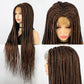 African American Synthetic Braid Wigs With Baby Hair Full Lace Frontal 36 Inches Black Knotless Box Braids Wig For Black Women