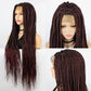 African American Synthetic Braid Wigs With Baby Hair Full Lace Frontal 36 Inches Black Knotless Box Braids Wig For Black Women