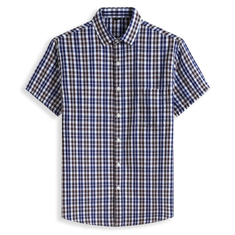 5XL 6XL 7XL 8XL 10XL Men&#39;s Plus Size Shirts Fashion Casual Classic Style 100% Cotton Comfortable Plaid Short Sleeve Shirt Male