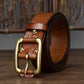 Vintage Leather Belts Brass Buckles Men Belt Ceinture Homme Retro Mens Cowskin Belts Pin Buckle