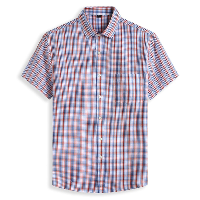 5XL 6XL 7XL 8XL 10XL Men&#39;s Plus Size Shirts Fashion Casual Classic Style 100% Cotton Comfortable Plaid Short Sleeve Shirt Male