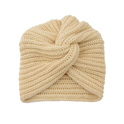 Women&#39;s Knitted Turban Hat Bohemia Cashmere Cross Wrap Head Lndian  Wool   Bonnet Turbante Cap