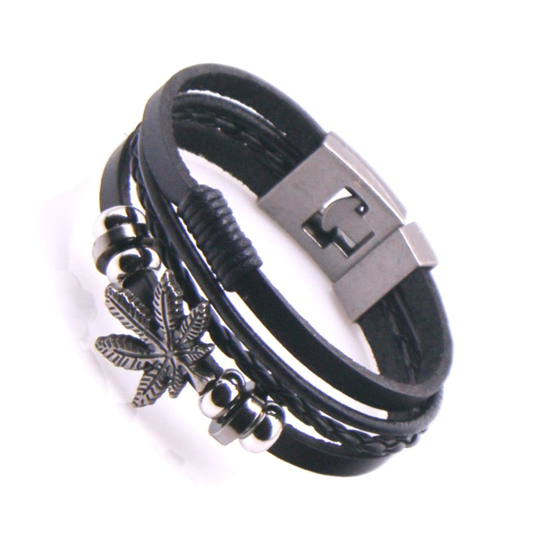 New 2021 High Quality Lucky Vintage Men's Leather Bracelet Black/Brown Charm Multilayer Braided Women Pulseira Masculina